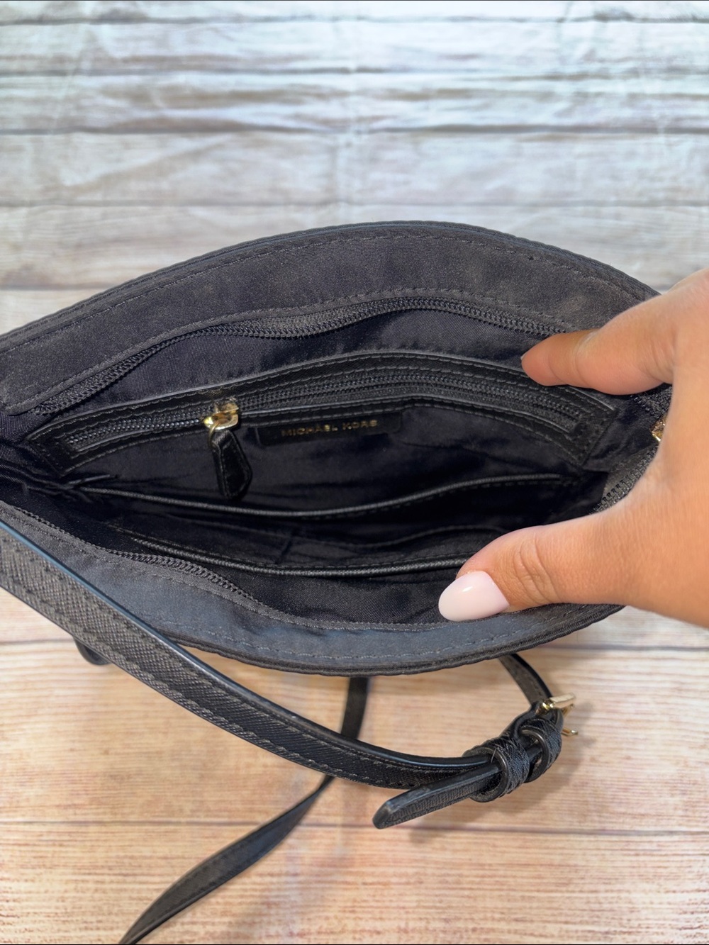 Michael Kors Black Nylon Crossbody Messenger Bag with Gold Hardware - Picture 5 of 5